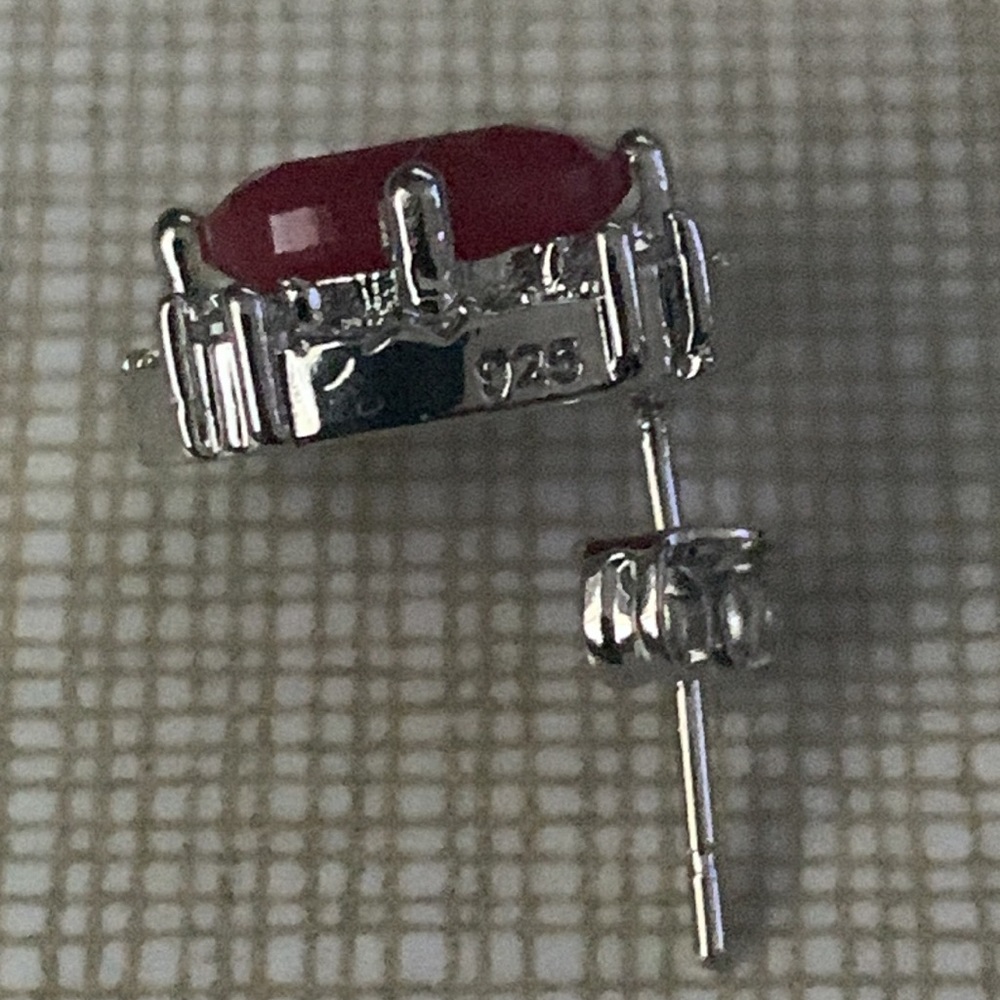 New classy stylish elegant artwork artisan Red Ruby Cz’s SS925 studs earrings - Picture 11 of 11